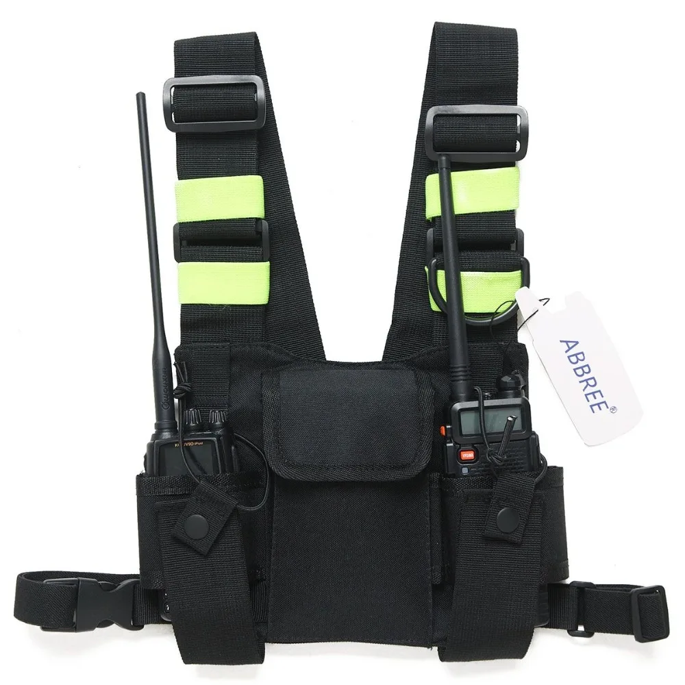 

Abbree Chest Harness Front Pack Pouch Holster Carry Case for Baofeng UV-5R UV-82 UV-9R UV-XR TYT TH-UV8000D MD-380 Walkie Talkie