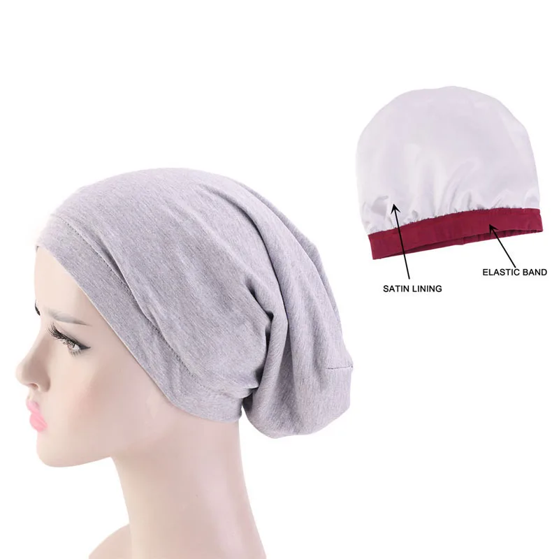 Women satin lining chemo cap elastic band night sleep cap Cancer Chemotherapy Chemo Beanies Cap Headwear Hair Accessories winter cap