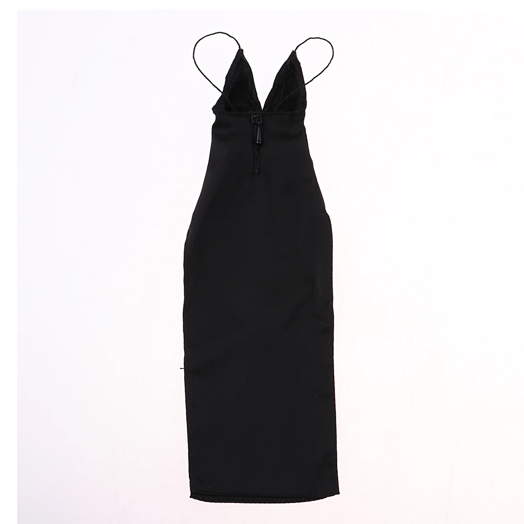 1/6 Deep V Black Long Dress Stockings Set for 12inch Female Figure Body 