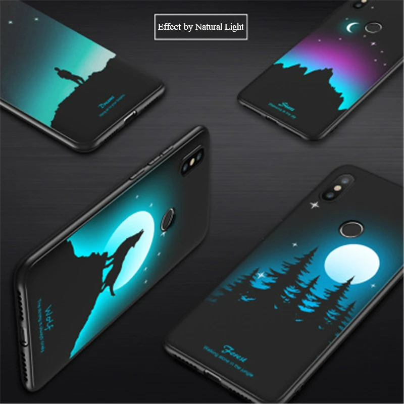 Luminous Soft Back Cover Case Silicon Cover for Xiaomi 6X Redmi S2 Mi 8 Mi 8SE (9)