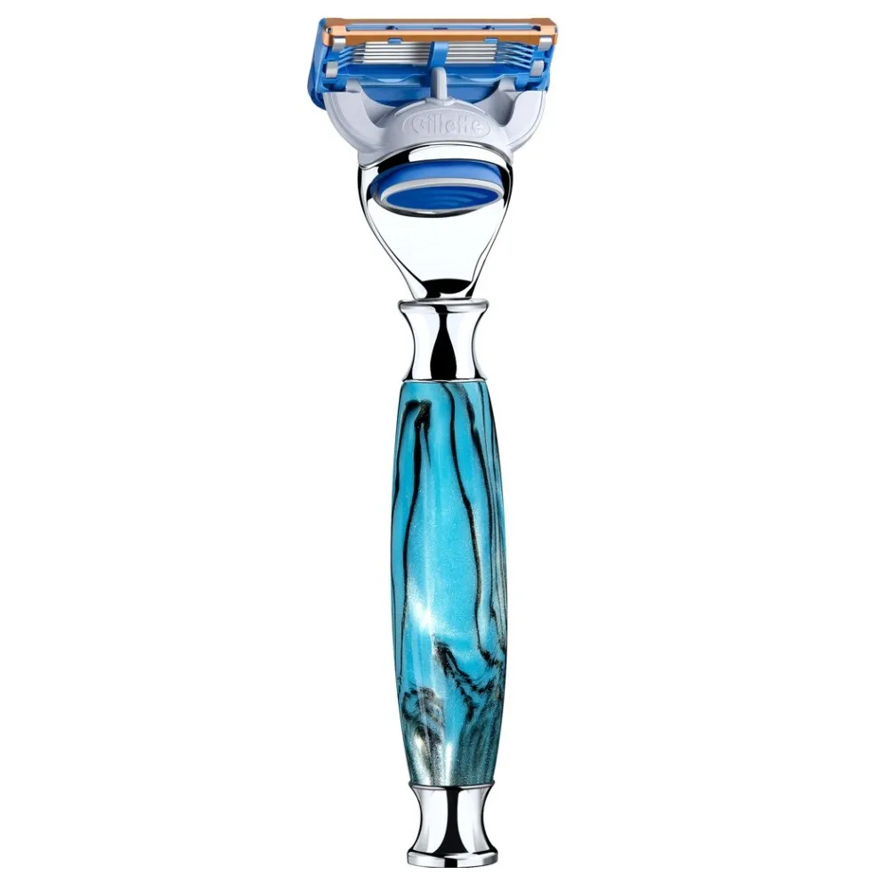 

ZY Manual 5 Layer Blade Cartridge Safety Razor Professional shavers barber Holder Handle F5 Conactor Head Best Gift for Him