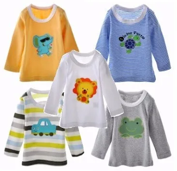 Детский hooyi/футболка для мальчиков пижама с длинными рукавами футболки для девочек футболки из хлопка, 5 предметов в упаковке, рубашки для новорожденных