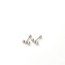 Тонкая игла серьги из ниток, корейский шар, медицинская сталь Титановая Сталь Шариковая шпилька для ушей