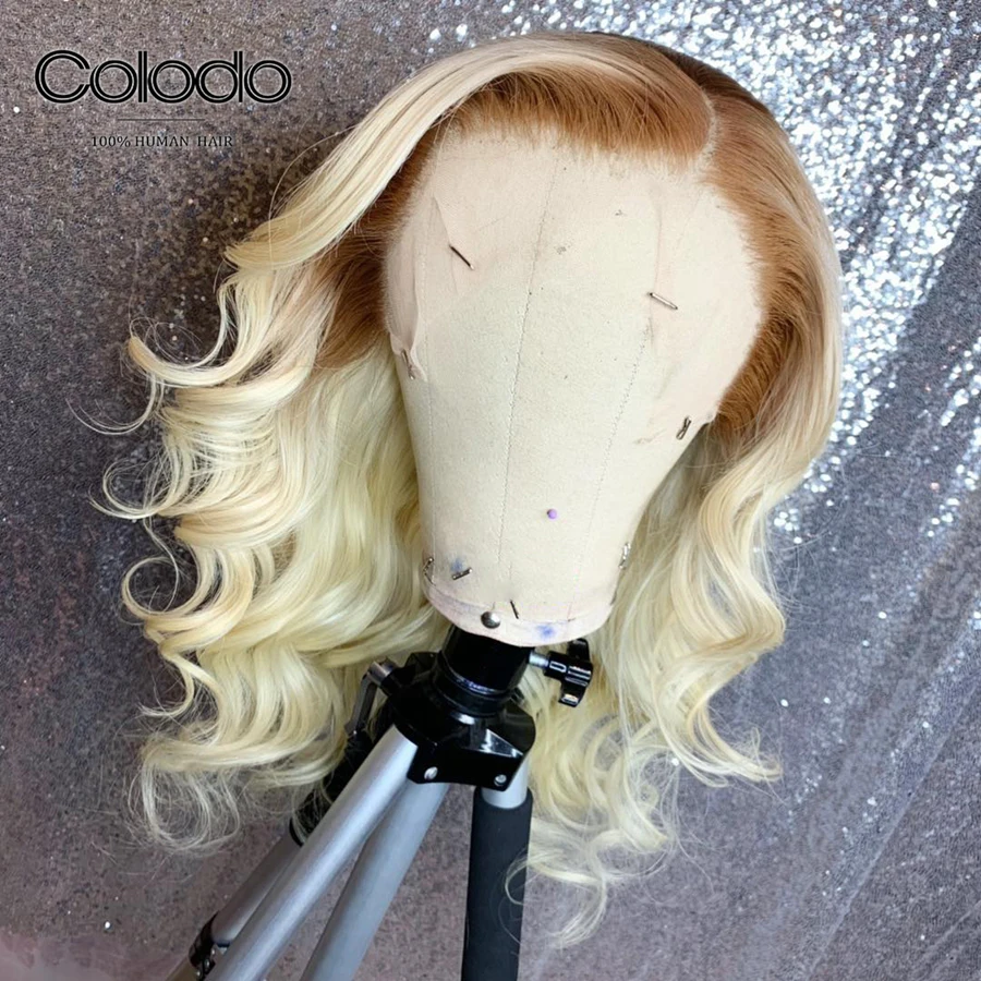 COLODO preprucked серый цвет 13х6 кружева фронта человеческих волос парики Glueless Remy