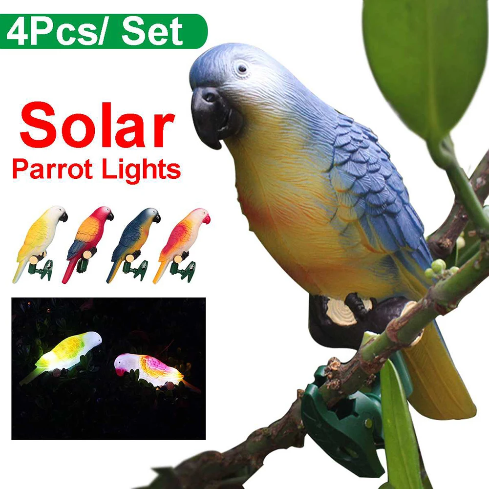 

4Pcs LED Solar Parrot Light Colored Bird Lamp Animal Light Outdoor Decoration for Garden Patio Backyard Tree Hot Sale Lights