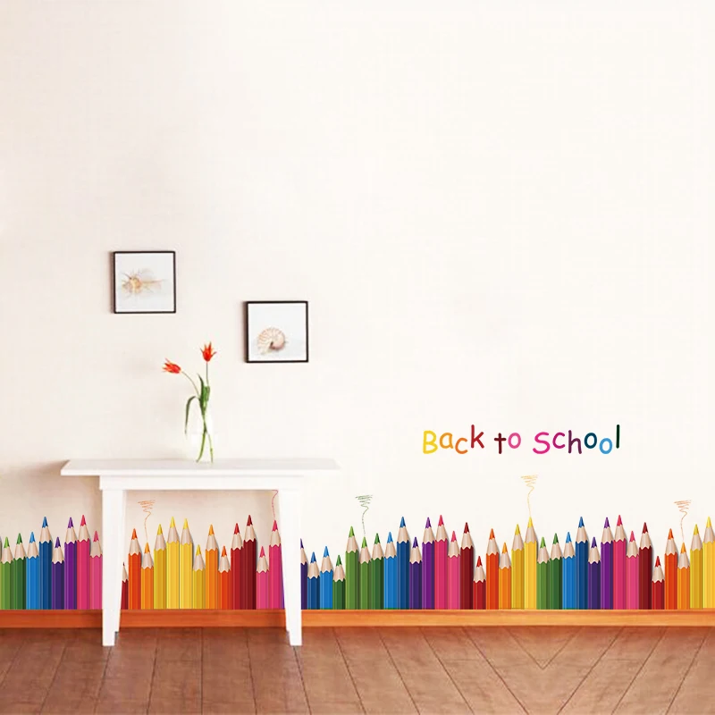 Us 2 76 16 Off Diy Mural Pencil Back To School Wall Sticker Removable Vinyl Art Wall Decals Kindergarten Play Room Decor In Wall Stickers From Home