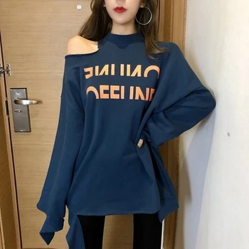 

2018 Drop-shoulder Hoodies For Women Special Design Korean Womens Long Hoodies Pullover Crop Sweatshirt Toyouth Stranger Things