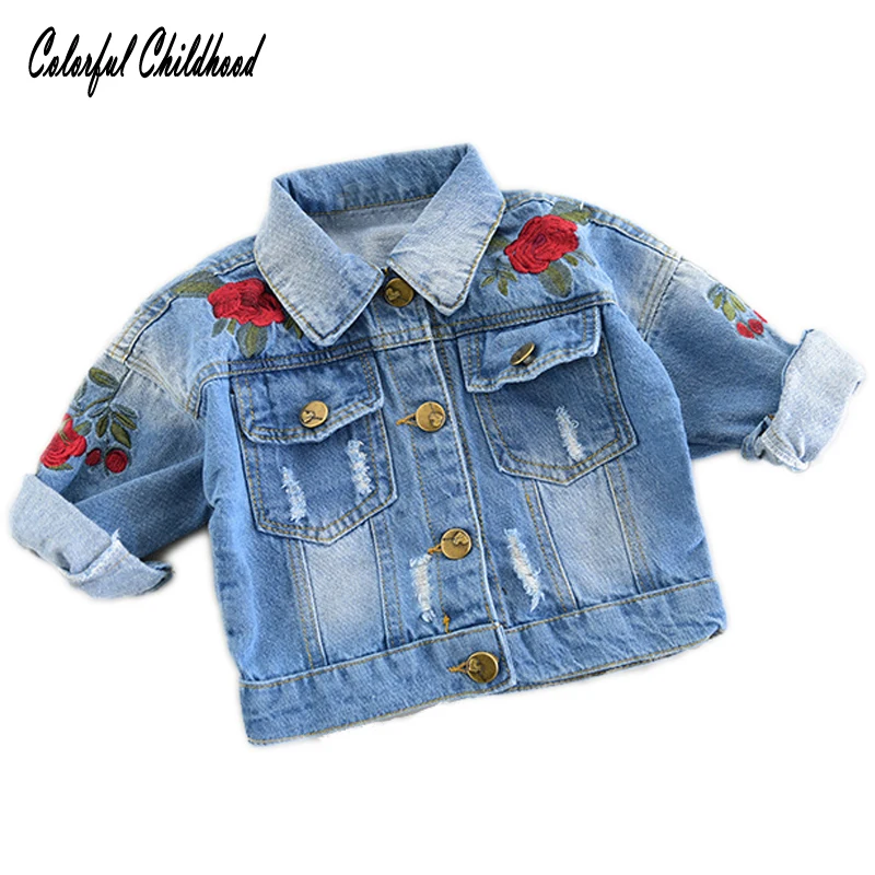 

Girls Denim Jackets Kids Coats Fashion Children Outerwear Embroidery Flower Children's Clothing Spring Autumn Kids Jean Jacket