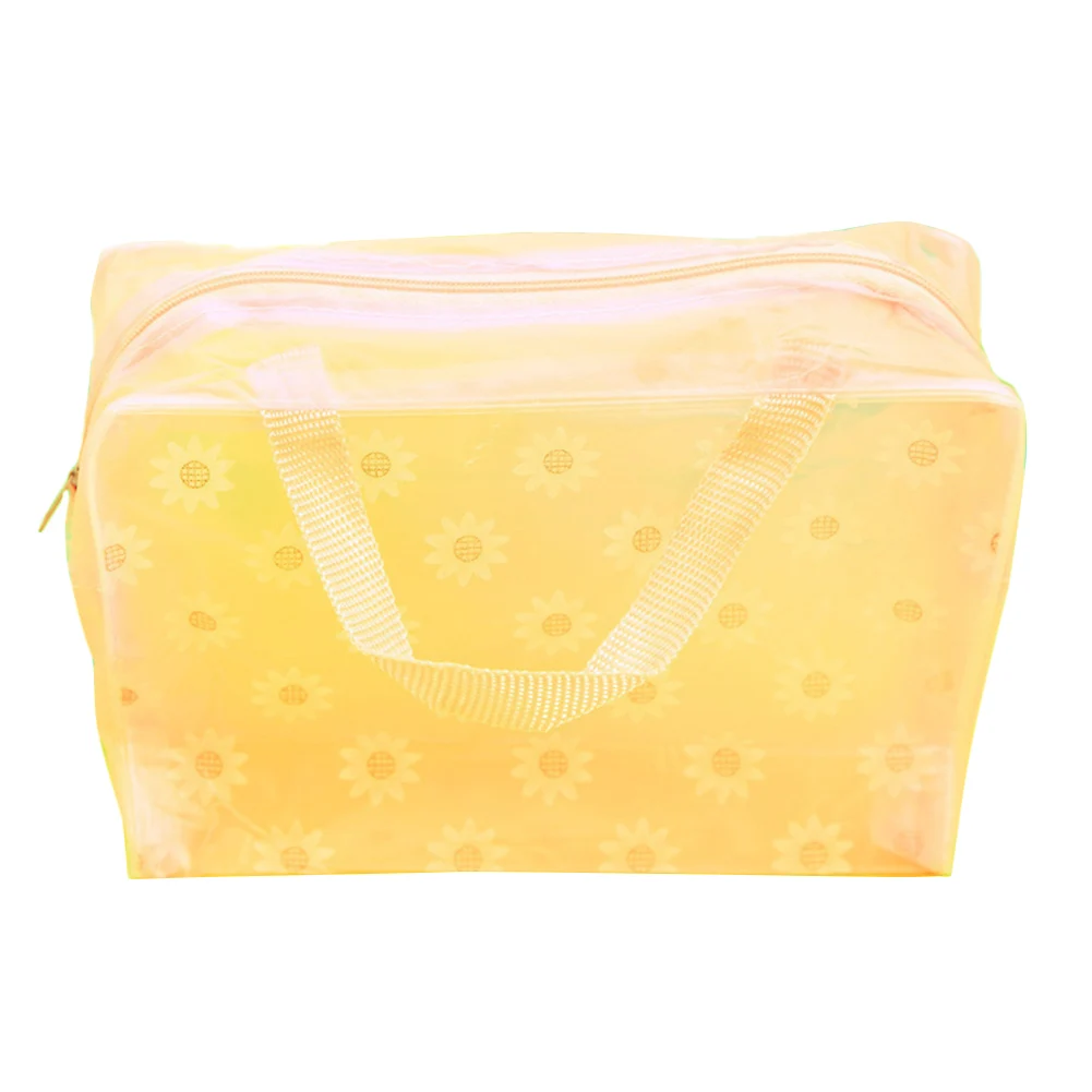 

Fashion Storage Bag Durable Waterproof Sundries Organizer Floral Print Makeup Zipper Transparent Toiletry Pouch Bathing Pouch