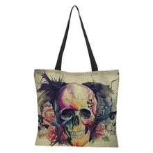 Сумочка под заказ складной многоразовые большой емкости печати панк высококачественный льняной мешок для покупок крутые повседневные 43*43 см