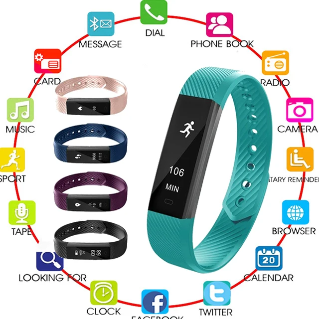

NEW Hot ID115 Pro Color Ccreen Smart Band Yoga Cardio Heart Rate Monitor Wristband IP68 Waterproof Fitness Bracelet Pk Fit Bit