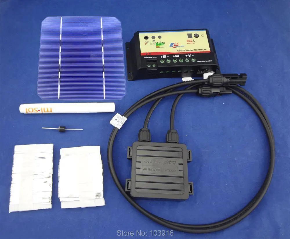 40 шт. моно 5x5, DIY комплект для солнечной панели, солнечные батареи, регулятор, автобус табуляции, диод, распределительная коробка