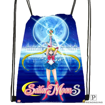 

Custom Sailor Moon Drawstring Backpack Bag Cute Daypack Kids Satchel (Black Back) 31x40cm#180531-02-44