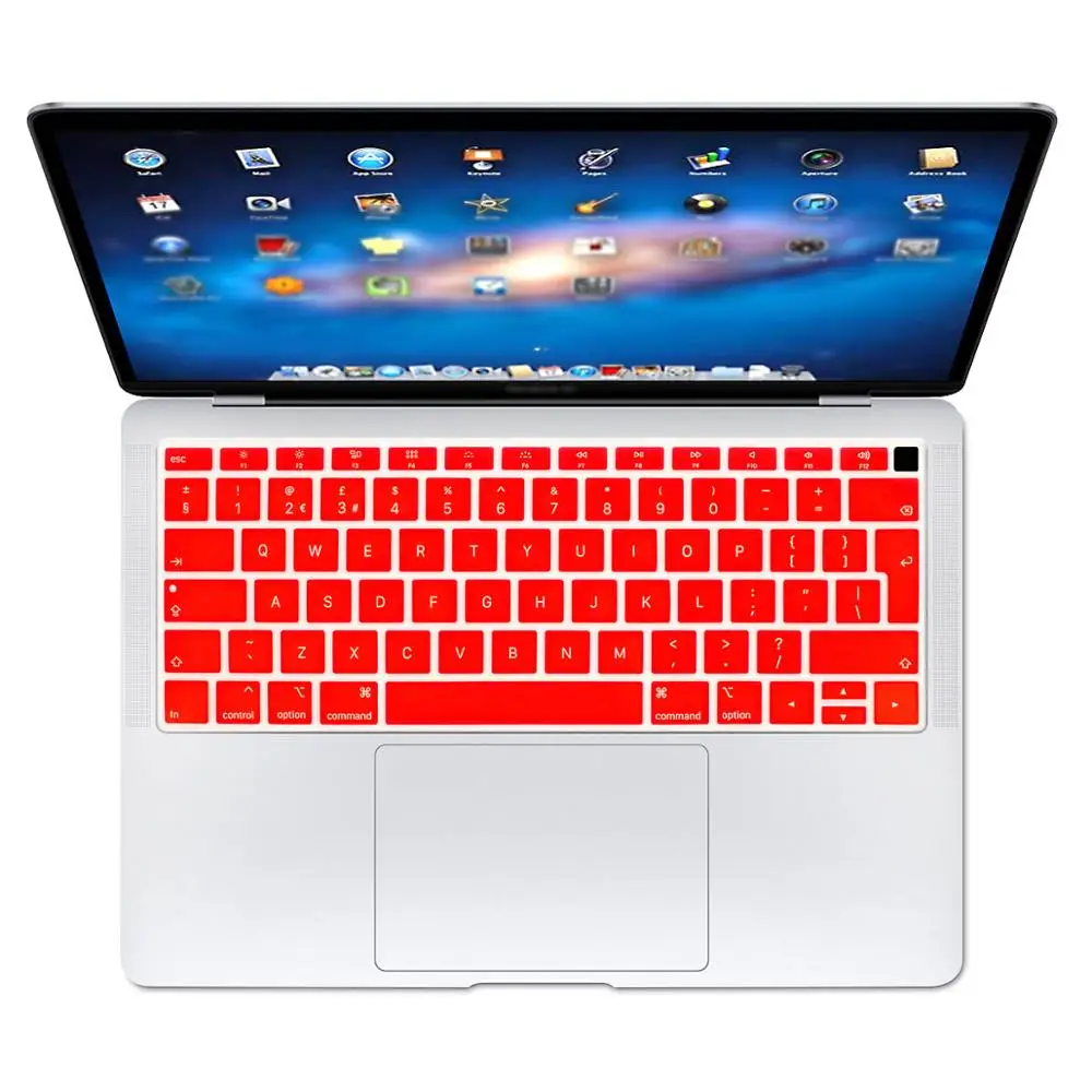 Redlai силиконовый чехол для клавиатуры Macbook Air 13 A1932 retina Dispaly& Touch ID ЕС введите Английский алфавит - Цвет: Красный