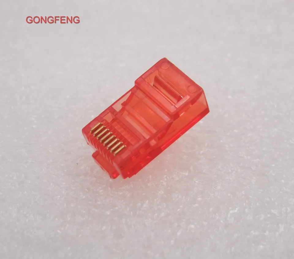 

GONGFENG 100pcs New HOT RJ45 Network Connector Over Five Types of Non Shielded Color Crystal Head Special Wholesale TO Russia