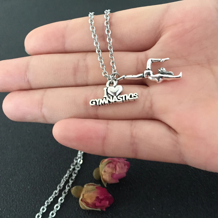

Fashion Fitness Jewelry Gymnastic Girl I Love Gymnastics Pendant Necklace Women Girl Girlfriend Best Friend Bodybuilding Gift