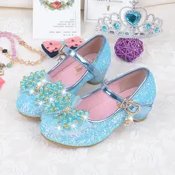 Осень-весна Обувь для девочек Обувь на высоких каблуках бисером бабочкой Элегантные модельные туфли принцессы для танцев Сандалии для