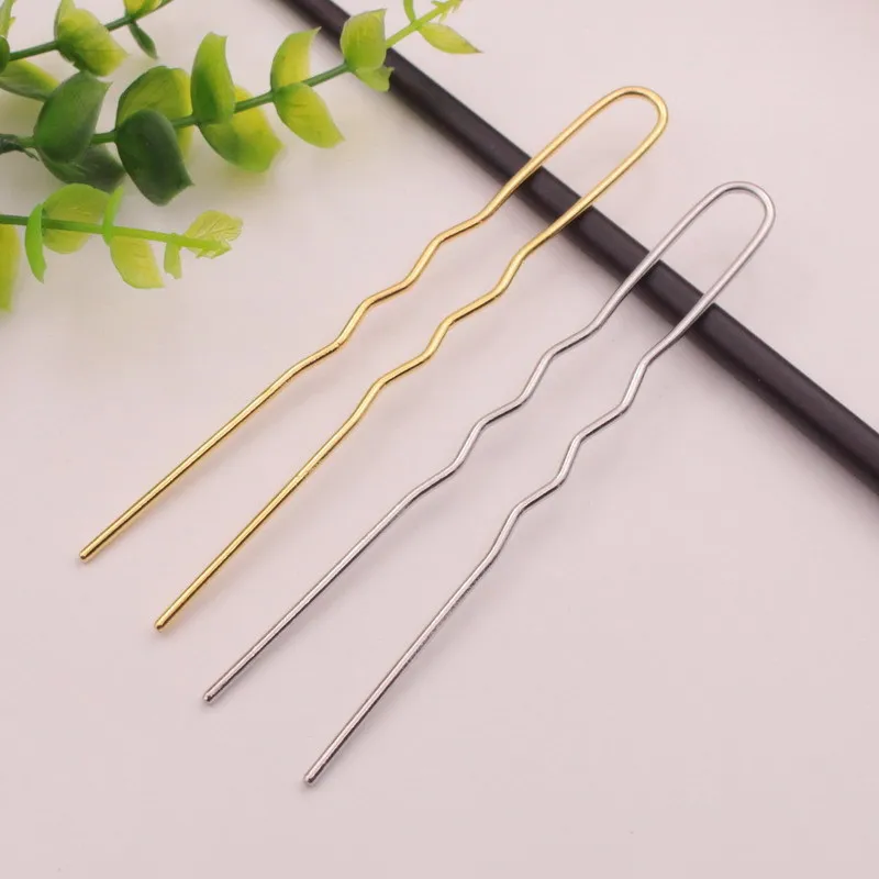 50PCS 100mm Antique Bronze/Gold/Silver Hairpins U Shape Hair Pins Blank