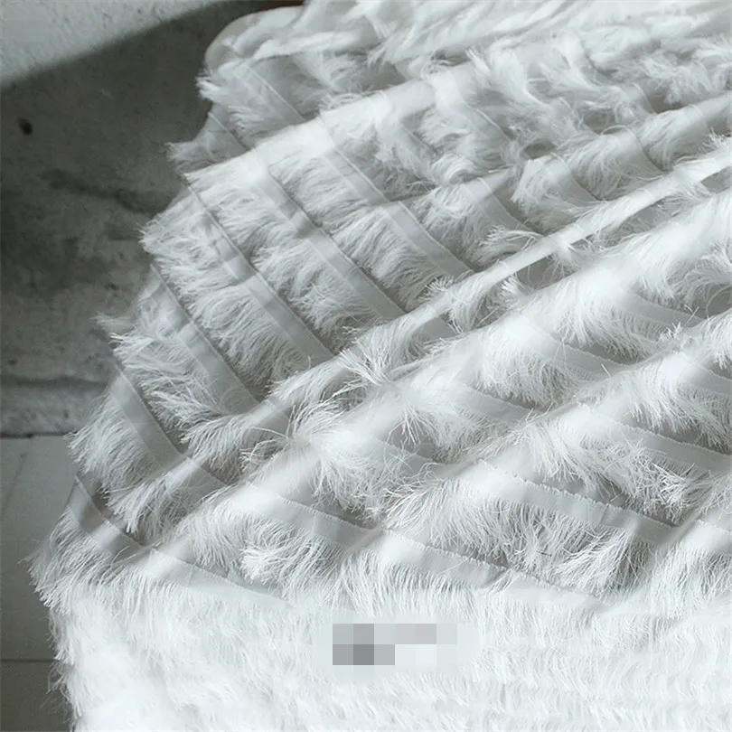 45 см* 145 см/шт трехмерные перьевые кисточки дизайнерские ткани прозрачная ткань сетка Высококачественная модная ткань
