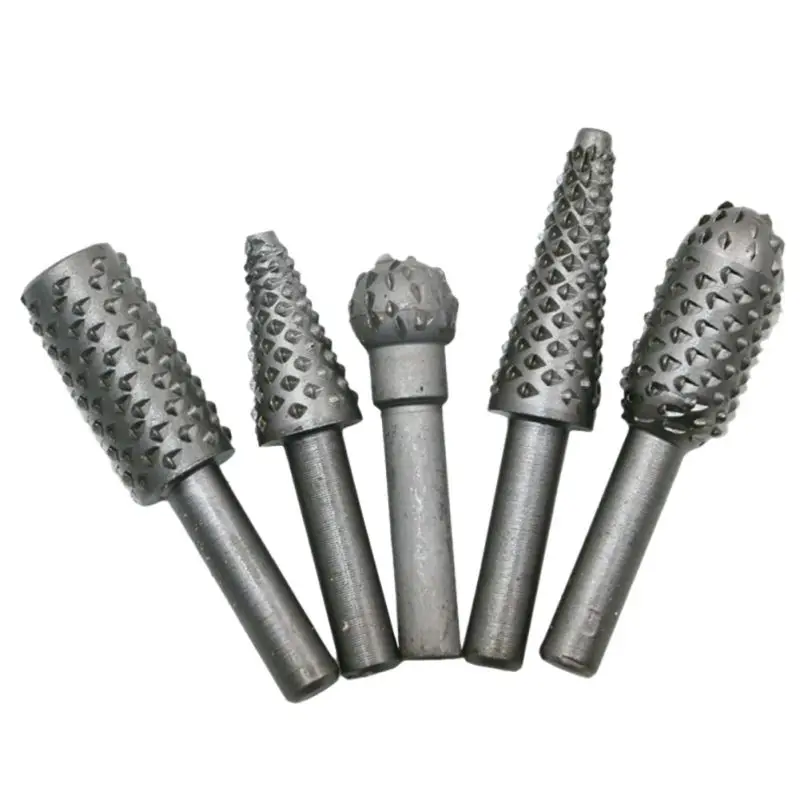 

5 PCS Steel Rotary Rasp File 6 MM Shank Rotary Craft Files Rasp Burrs Wood Bits Grinding Power Woodworking Hand Tools