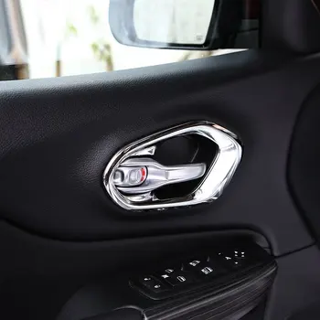 

FOR Jeep Cherokee KL 2014 2015 2016 2017 2018 ABS Plastic Car inner door Bowl protector frame panel Cover Trim sticker 4pcs