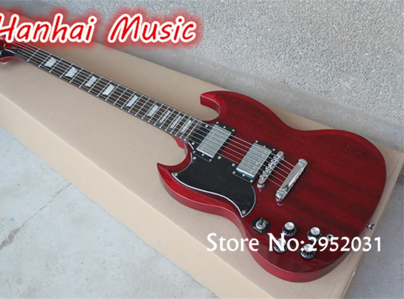 

Hot Sale Custom Electric Guitar,Left-hand Model,Claret-red Color,Black Pickguard,Chrome Hardware,can be Customized