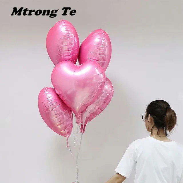 

50pcs 18inch Candy Pink Foil Heart Helium Balloons Wedding Birthday Party Decor I Love You Marriage Globos Orbs Supplies Ballons