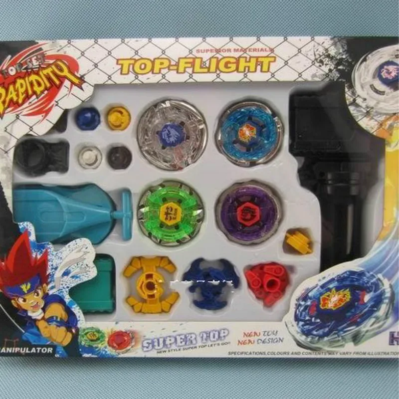 Klassische spielzeug metall fusion kreisel gyroskop 4 beyblade für verkauf legierung kreisel platte kit sets Metalldrücken Beyblade Sets