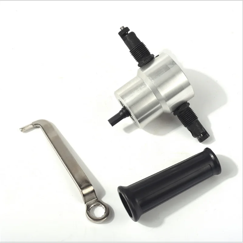 

1set Nibble Metal Cutting Double Head Sheet Nibbler Saw Cutter Tool Drill Attachment Free Cutting Tool Nibbler Sheet Metal Cut