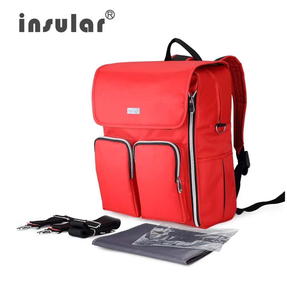 

Insular Large Capacity Mummy Bag Multifunctional Design Backpack With Waterproof Bag Baby Diaper Bag Stroller Hanging Backpack