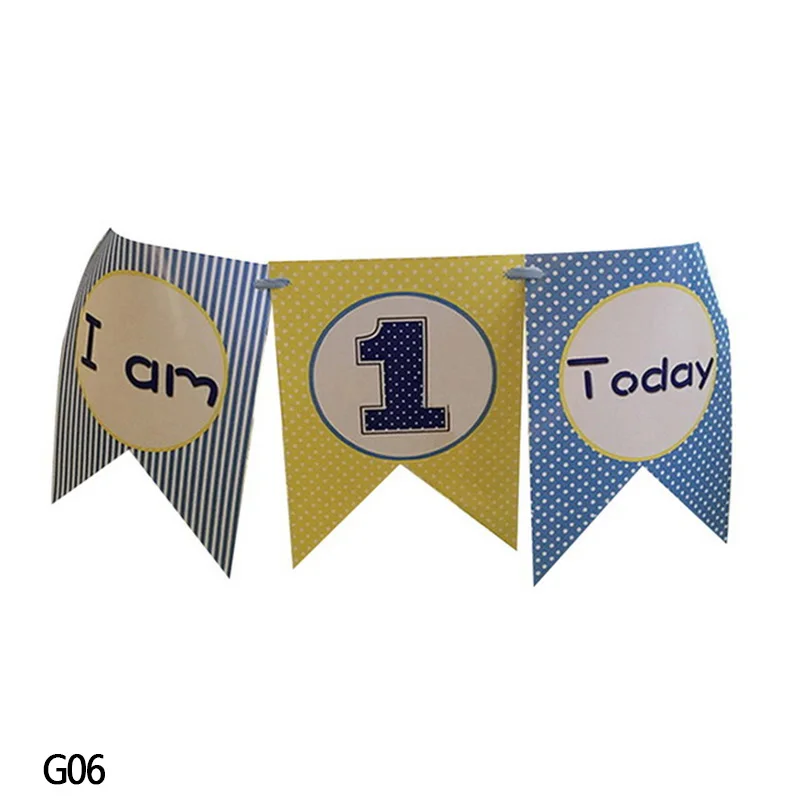 1 комплект I am 1 Today подвесные украшения бумажный флаг прекрасный день рождения Бантинг для маленьких девочек и мальчиков один год реквизит для фото вечеринок украшения - Цвет: G06