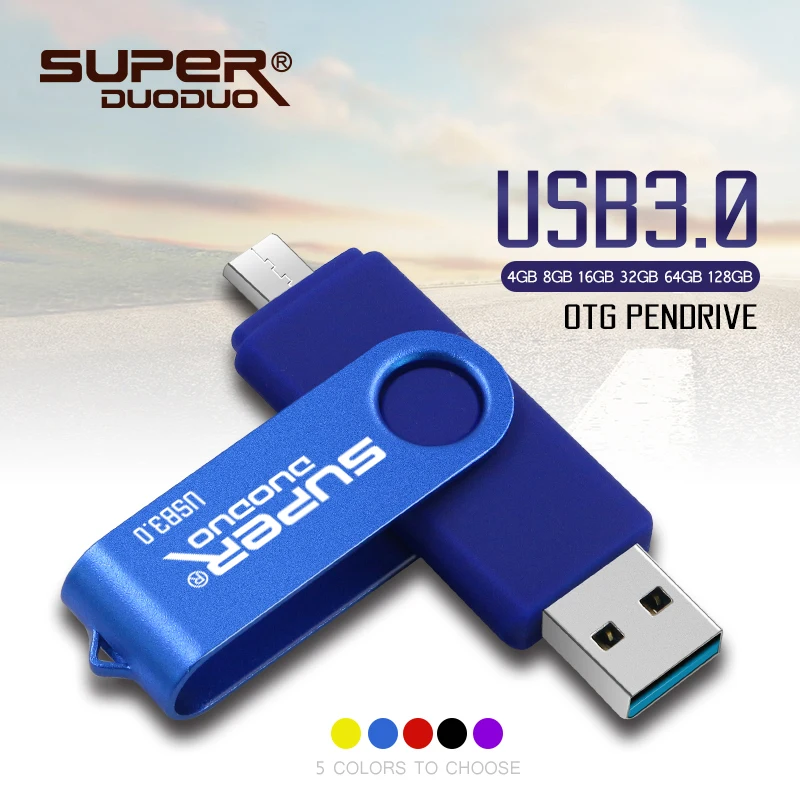 OTG 2 in 1 USB Flash Drive 128GB 64GB 32GB 16GB Pen Drive USB3.0 High Speed Memory U Disk Micro Pendrive Flash usb For Phone