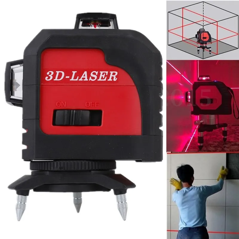 

Outdoor Available 3D Red Laser Level Self Leveling 12 Lines 360 Degree Horizontal and Vertical Cross Red Beam