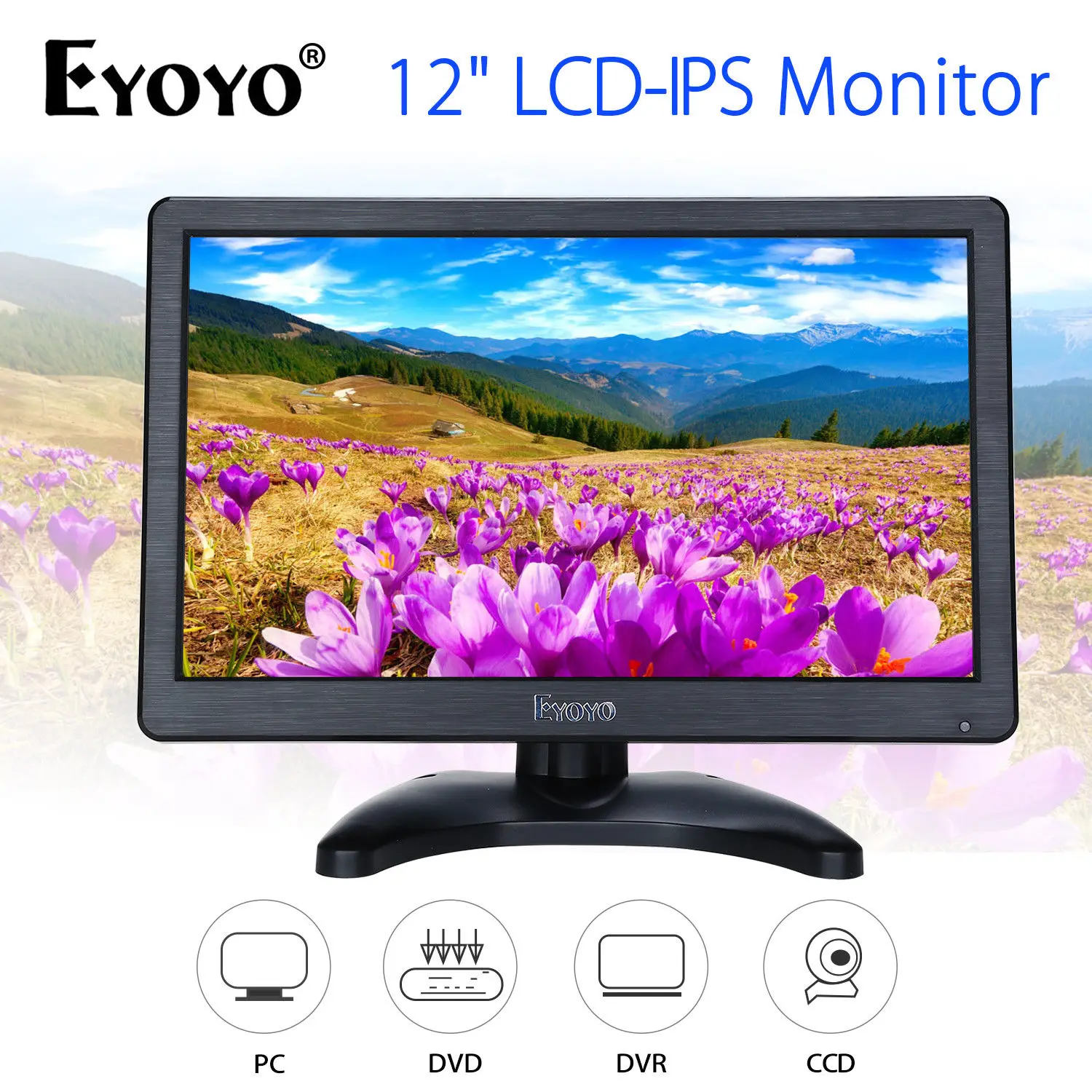 

EYOYO H1116 12"HD 1920x1080 IPS LCD Security Monitor BNC USB HDMl VGA Screen Input Audio Video Display For DVD CCTV DVR Home