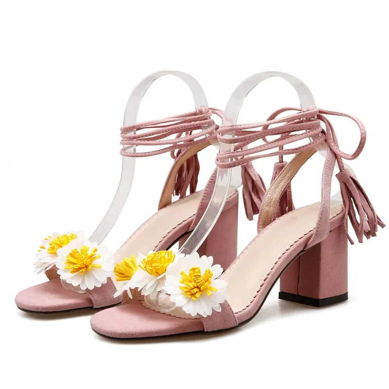 

Lenkisen fashion little daisy peep toe freshness style shoes solid high heels fairy summer beach mature luxury women sandals L8