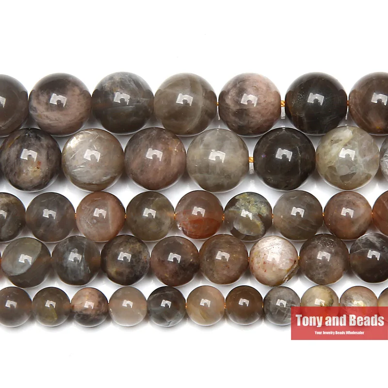 

Free Shipping Natural Black Moonstone Round Loose Beads 15" Strand 6 8 10MM Pick Size For Jewelry Making