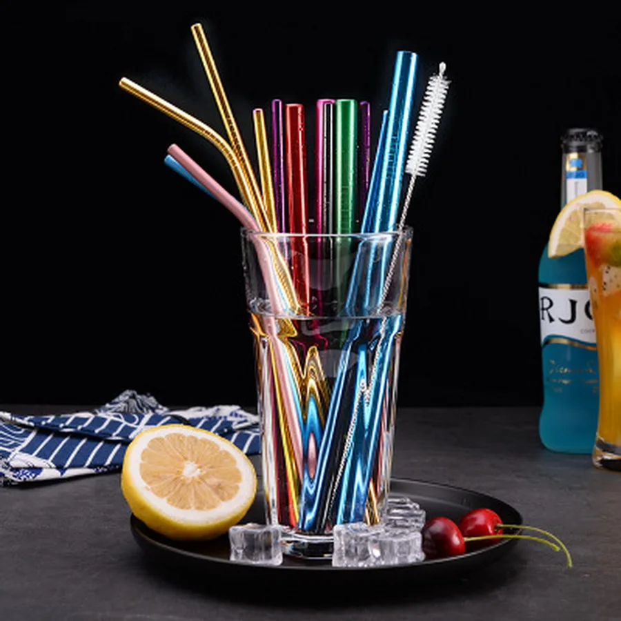 

DHL 1000pcs reusable Drinking Straw High Quality 304 Stainless Steel Metal Straw For Mugs