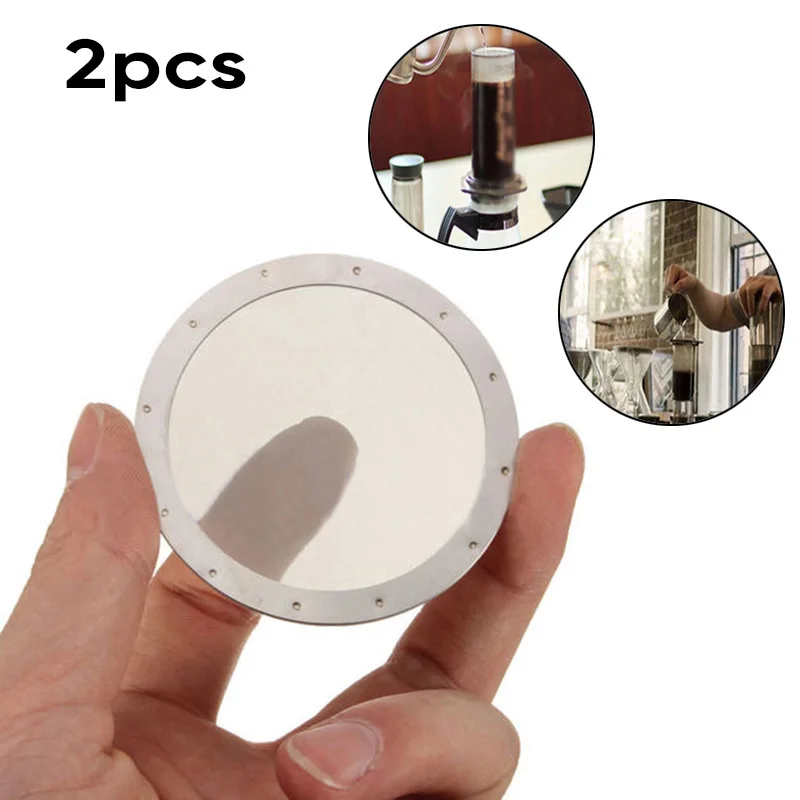 

Metal For Aeropress Coffee Maker Washable Pour Over Filter Disc Office Kitchen Silver Reusable Stainless Steel