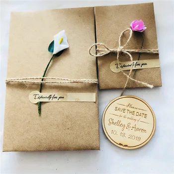 

Personalized Rustic wreath save the date magnet Wooden Save the Date with flower envelope party favor Magnet Supplies