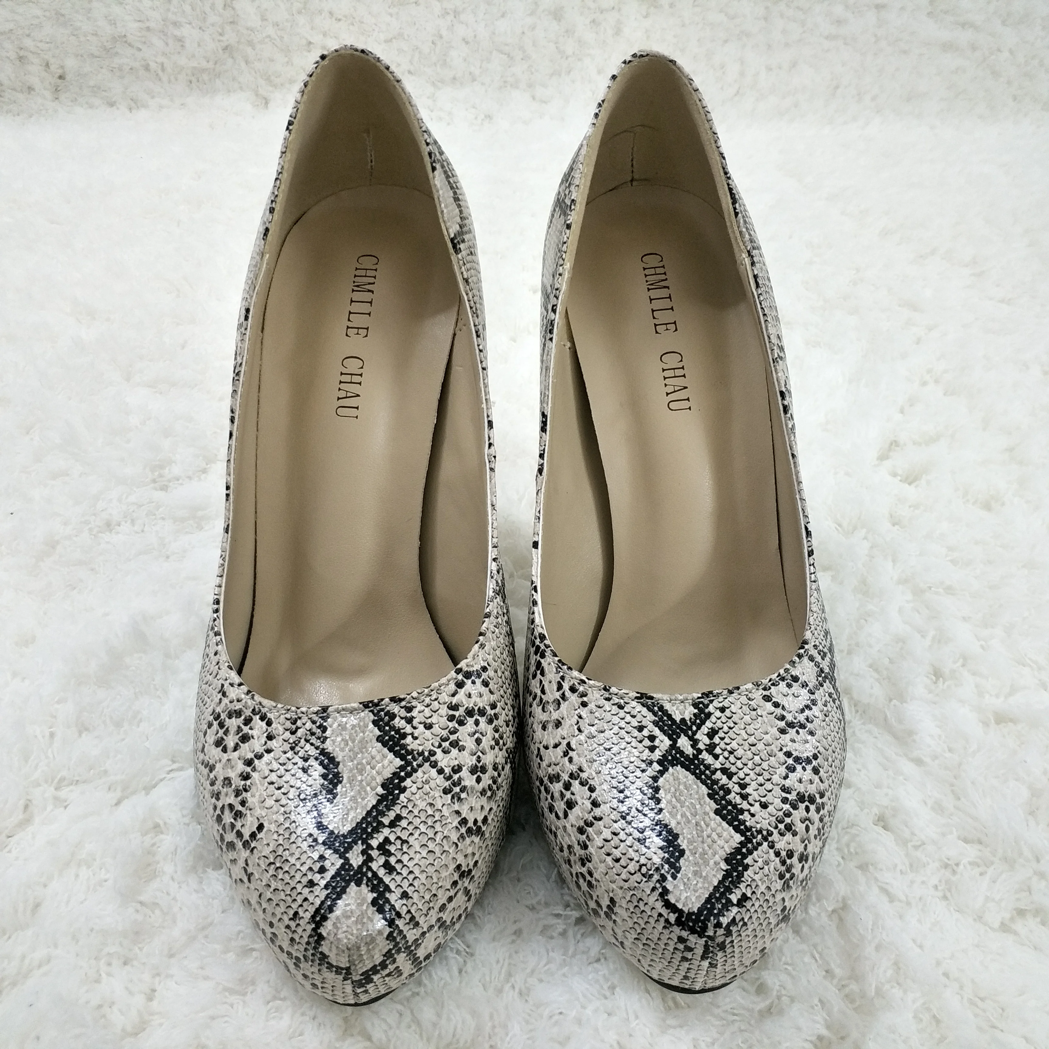 Women Stiletto Thin High Heel Pumps Sexy Grey Snakeskin Fashion Party Bridals Ball Lady Shoes P16e