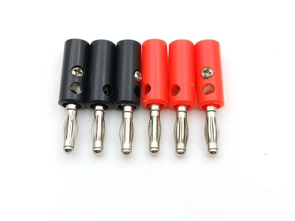 100 шт. 4 мм вилка типа банан никелированный красный + черный адаптер|adapter|nickeladapter plug