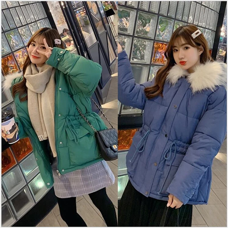 

Winter Jacket Women Plus Size Womens Parkas Thicken Outerwear Solid Hooded Coats Female loose Cotton padded Basic Tops R236
