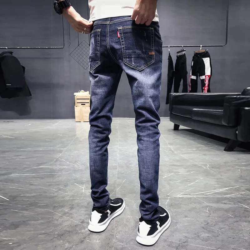 Fashoin Mens Jeans Brand Slim Fit Denim Pants Hip Hop Mens Skinny Jeans Pants Men Elasticity Solid Pencil Jeans for Men