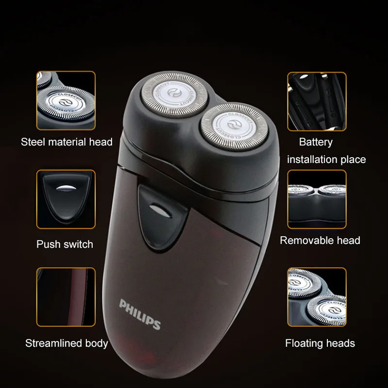 100% оригинал Philips электробритва PQ206 с двумя плавающими головками AA батарея для
