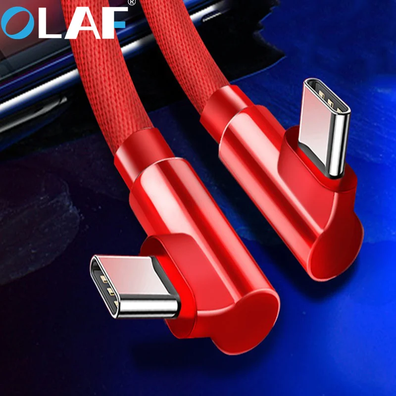 La OLAF de 90 grados USB tipo C Cable para Samsung S9 S8 más 2.4A rápido de sincronización de datos de carga USB tipo C -c Cable para Huawei P20 Lite Pro