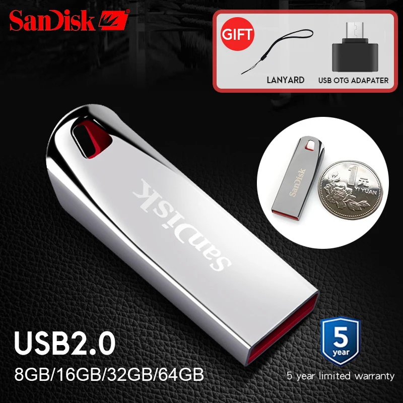 

100% Original Sandisk CZ71 USB Flash Drive 32GB 16GB 8GB 64GB mini pen drives 2.0 pendrives 64gb Support Official Verify