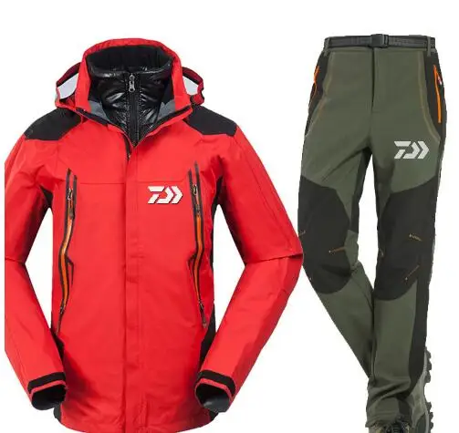 Бренд Daiwa комплекты одежды для рыбалки Мужские дышащие набор спортивной одежды для пешего туризма ветрозащитная Dawa новая одежда куртка для рыбалки и брюки