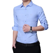 PLAYBOY, Новое мужское повседневное однотонное с длинным рукавом, рубашка, приталенная, мужская, деловая рубашка, брендовая, Мужская одежда, мягкая, удобная