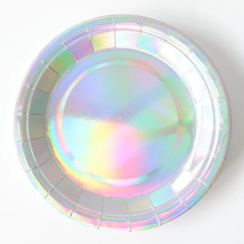 

10pcs Bronzing Silver Tableware Disposable Paper Plate Cake Food Popcorn Buffet Plates Wedding Decor Birthday Party Supplies