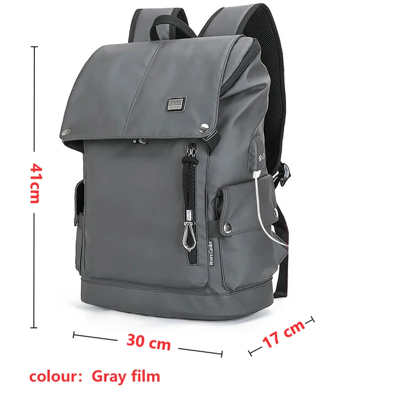 Новинка, мужской рюкзак PSU, черный модный рюкзак, usb зарядка, водонепроницаемый рюкзак, наушники, мужские, подходят для 15,6 дюймового ноутбука - Цвет: Gray film